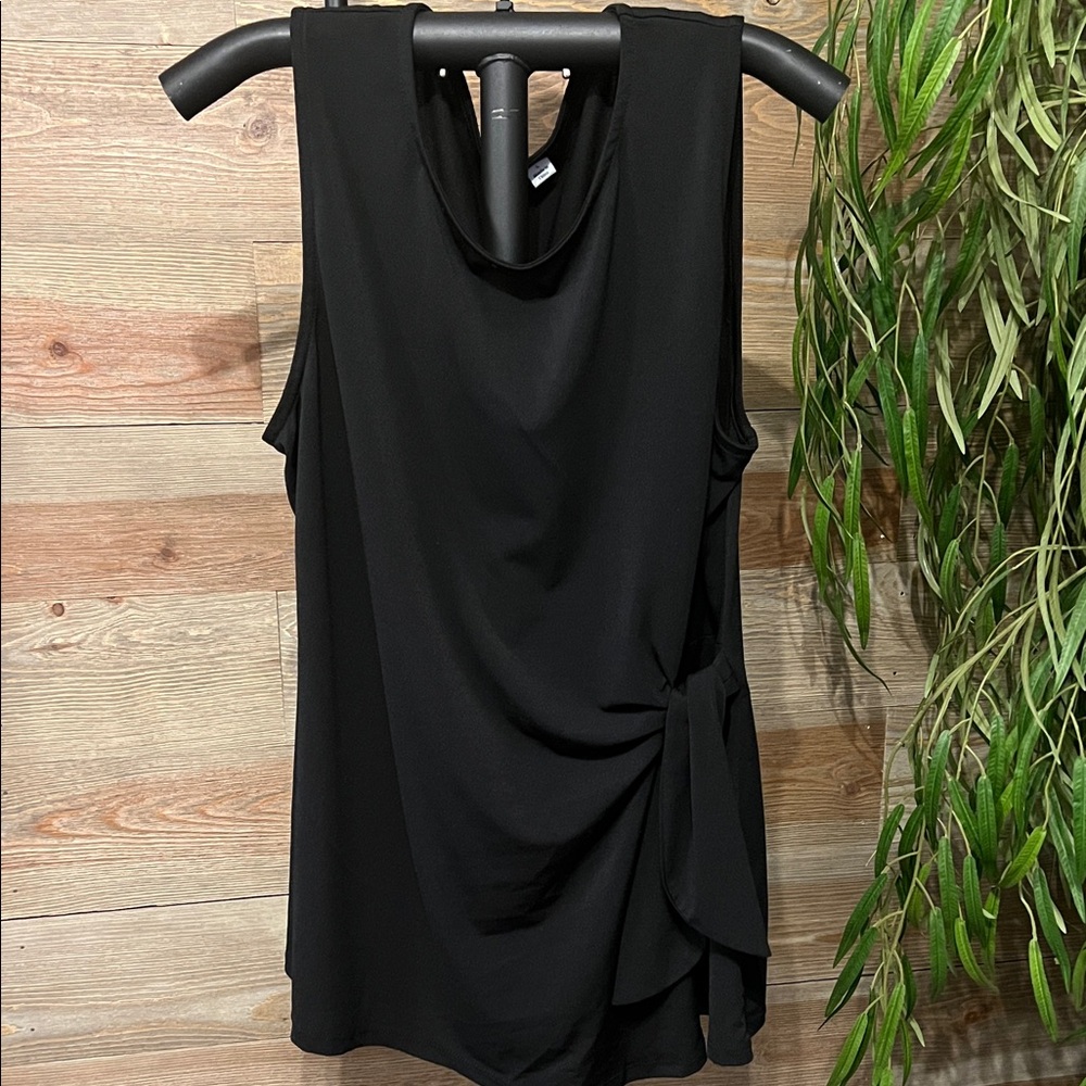 Elle Black Draped Sleeveless Blouse